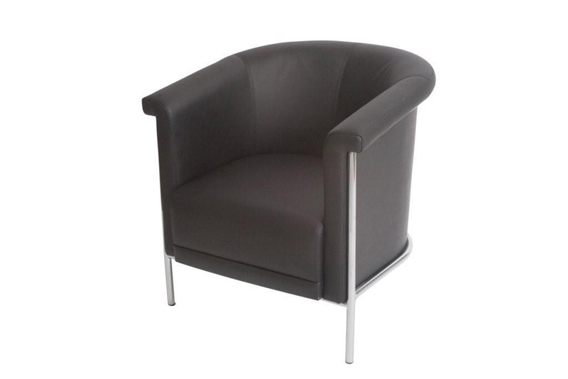 SS-8 Black Leather Round Back Tub Chair Furniture Rental